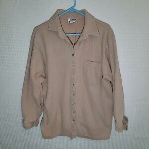 L.A. Gold Women’s 24W Tan Cream Corduroy Shirt Button Down 100% Cotton Casual